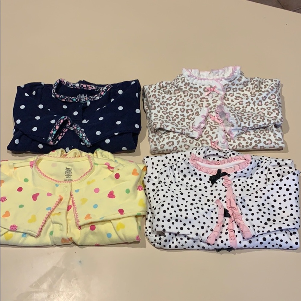 Little Me Infants Bundle of 4 onesies with feet size 6 months
